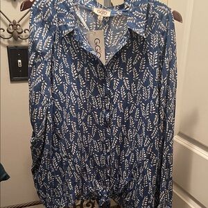 Gigio Women's Blue Button Down Shirt- XL — NWT